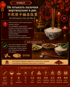 Этикет: не втыкать палочки вертикально в рис