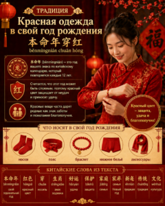 Традиция: красная одежда в свой год рождения — 本命年穿红 (běnmìngnián chuān hóng)