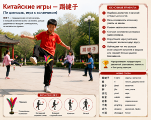 Китайские игры — 踢毽子 (Ти цзяньцзы, игра с воланчиком)
